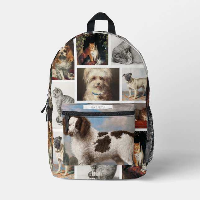 Katze Haustiere 8 Foto Portrait Collage Keepake Bedruckter Rucksack (Vorderseite)