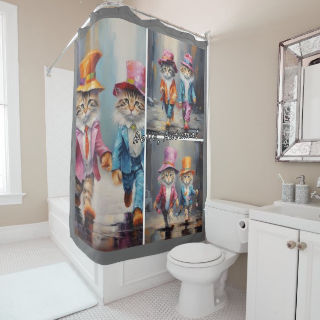 Katze - Herbst Duschvorhang (Beispiel)