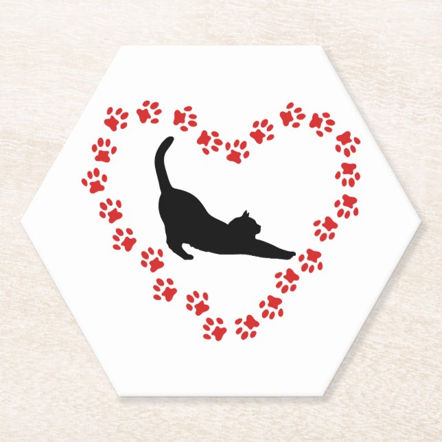 Katze & Herz aus Katzenpfoten Untersetzer (Vorderseite)