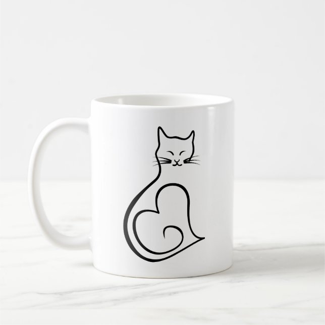 Katze - Herz Kaffeetasse (Links)
