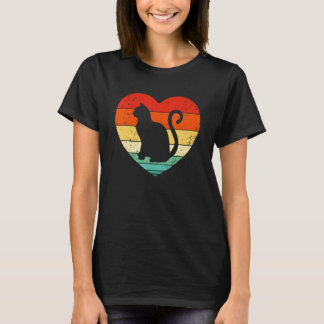 Katze Herz Vintage Valentinstag Hund Jungen Mädche T-Shirt