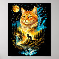 Katze heult zum Mond vintage lustige Katzenliebhab