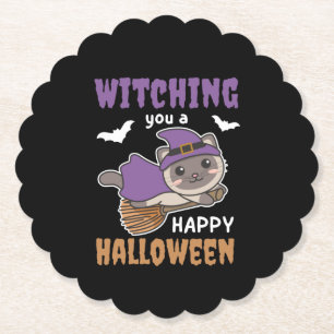 Katze Hexen, die dir ein glückliches Halloween abh Untersetzer