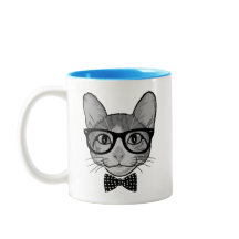 Katze-Hipster mit Punkten-Fliege