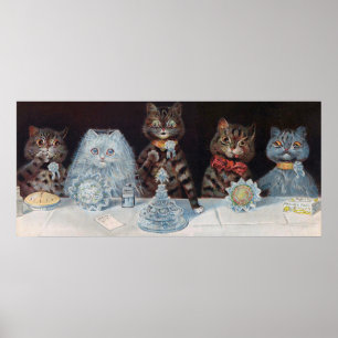 Katze Hochzeit, Ehe, Braut, Louis Wain Poster