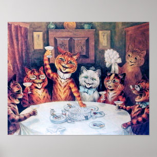 Katze Hochzeit, Ehe, Braut, Louis Wain Poster