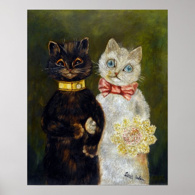 Katze Hochzeit, Ehe, Braut, Louis Wain Poster (Vorne)