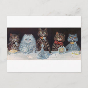 Katze Hochzeit, Ehe, Braut, Louis Wain Postkarte