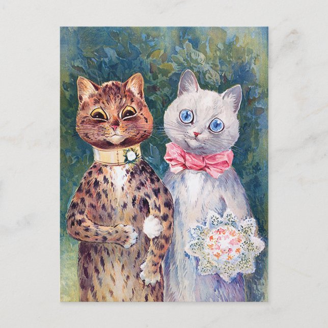 Katze Hochzeit, Ehe, Braut, Louis Wain Postkarte (Vorderseite)