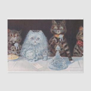 Katze Hochzeit, Ehe, Braut, Louis Wain Seidenpapier