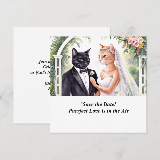 KATZE Hochzeit Save-the-Date-Einladung  Save The Date (Vorne/Hinten)