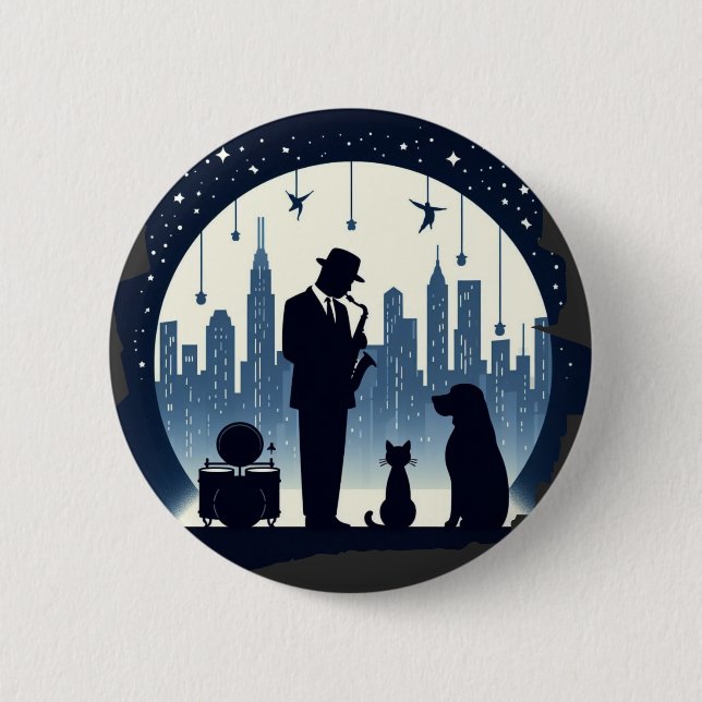 Katze, Hund, Jazz Button (Vorderseite)