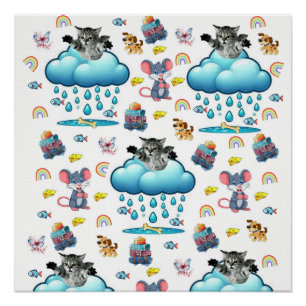 Katze Hund Mäuse Regenbogen Käse Poster
