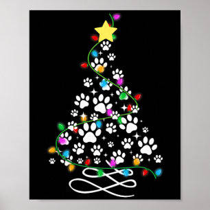 Katze Hund Pfote Weihnachtsbaum Lichter Feiertag S Poster