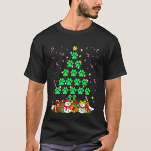Katze Hund Pfote Weihnachtsbaum Lichter Welpe Hund T-Shirt