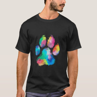 Katze Hund Pfotenabdruck Wasserfarbe Regenbogen Ab T-Shirt