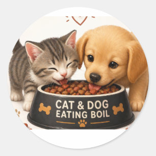 Katze Hund Runder Aufkleber