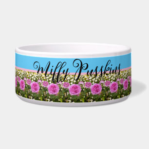 Katze Hund Shabby Floral Rosa Rose Name Napf