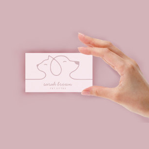 Katze Hund Soft Pink Linien Logo Petsitter Visitenkarte