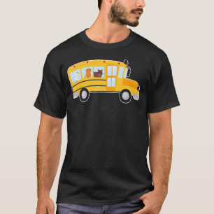 Katze Hund und Ente in einem Schulbus Fahrer Tiere T-Shirt