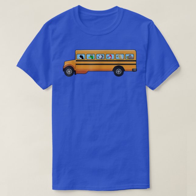 Katze, Hund und Ente in einem Schulbus Funny13 T-Shirt (Design vorne)