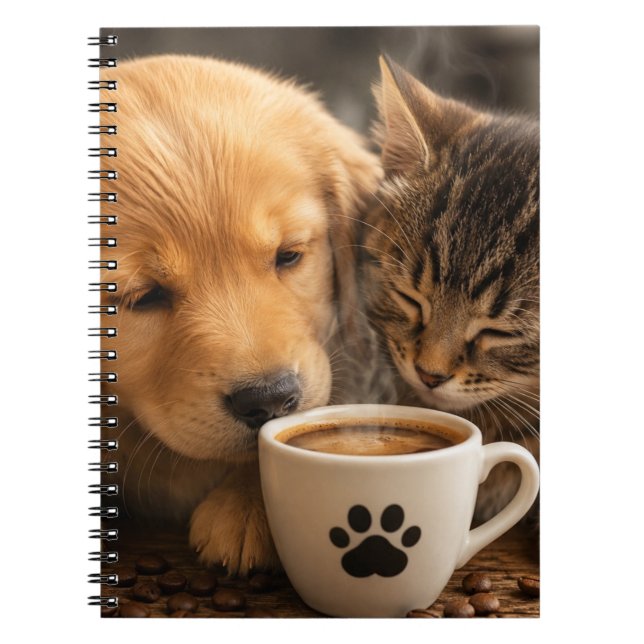 Katze Hund und Kaffee Notizblock (Vorderseite)