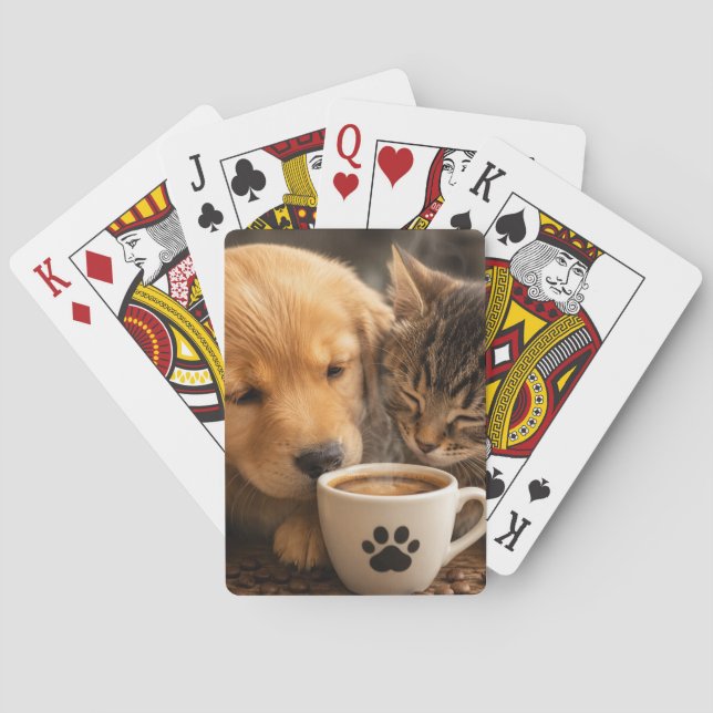 Katze Hund und Kaffee Spielkarten (Rückseite)