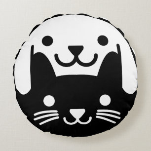 Katze Hund Yin Yang Haustier Rundes Kissen