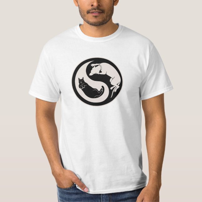 Katze-Hund Yin-Yang T-Shirt (Vorderseite)