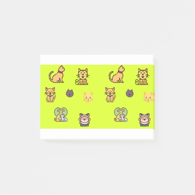 Katze Hunde Haustiere paws Fur Muster Young Fluffy Post-it Klebezettel (Vorderseite)