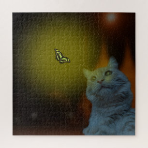 Katze hypnotisiert von Schmetterling, Puzzle