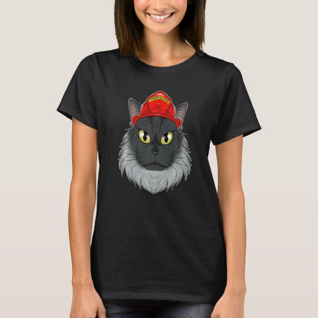 Katze I Fireman Katze I Feuerwehrmann Maine Coon C T-Shirt (Vorderseite)