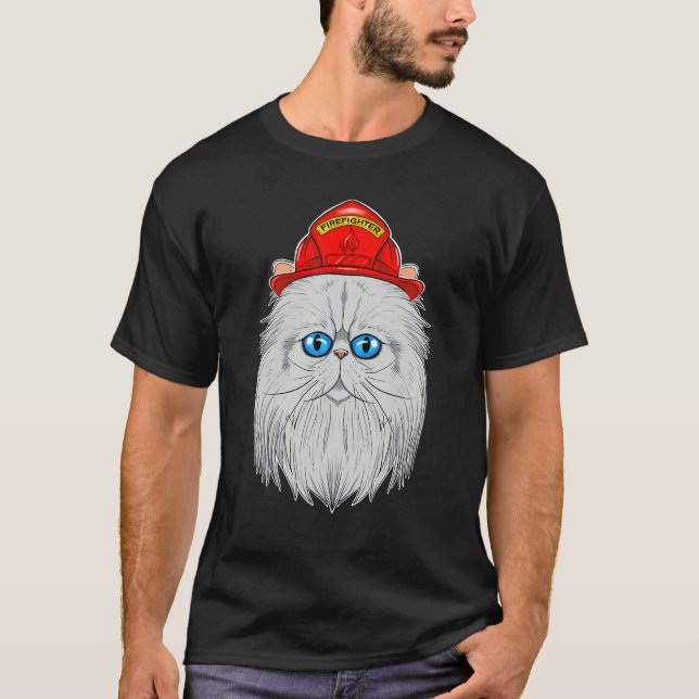 Katze I Fireman Katze I Feuerwehrmann Persische Ka T-Shirt (Vorderseite)