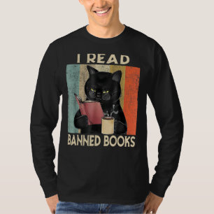Katze Ich lese Banned Books Bookwürmer lesen Buch T-Shirt