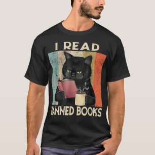 Katze Ich lese Banned Books Funny Bookworms Lesen  T-Shirt