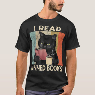 Katze Ich lese Banned Books Funny Bookworms Lesen T-Shirt
