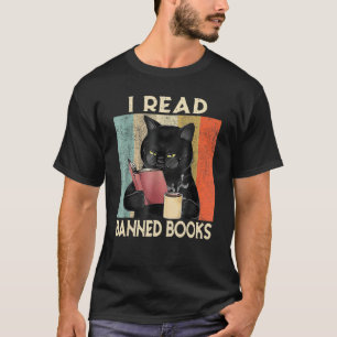 Katze Ich lese verbotene Bücher Bücherwürmer Les T-Shirt