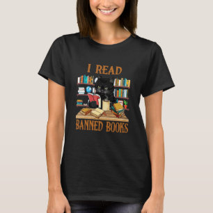 Katze Ich lese verbotene Bücher Bücherwürmer Leseb T-Shirt
