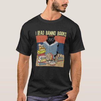 Katze Ich lese verbotene Bücher Lustige Bücherwürm T-Shirt