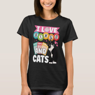 Katze  Ich liebe Bingo und Katzen Glücksspiel-Bing T-Shirt