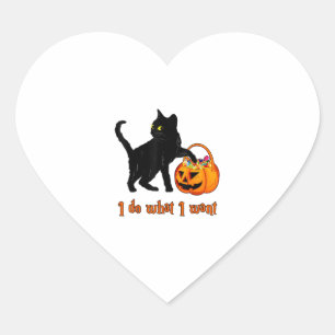 Katze Ich tue, was ich Halloween Candy Pumpkin Bag Herz-Aufkleber