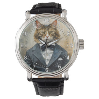 Katze im Anzug Armbanduhr