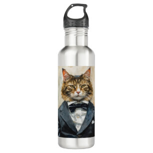 Katze im Anzug Edelstahlflasche