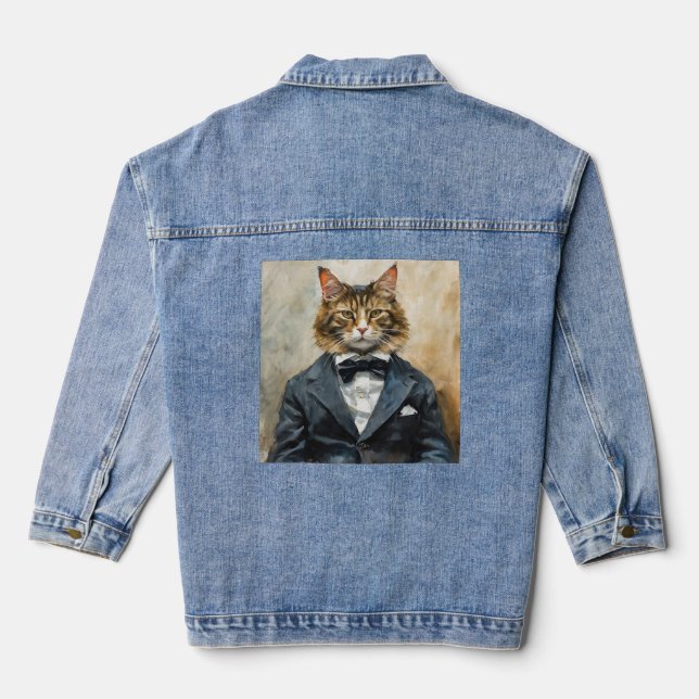 Katze im Anzug Jeansjacke (Rückseite)