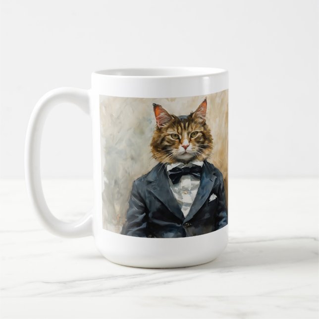 Katze im Anzug Kaffeetasse (Links)