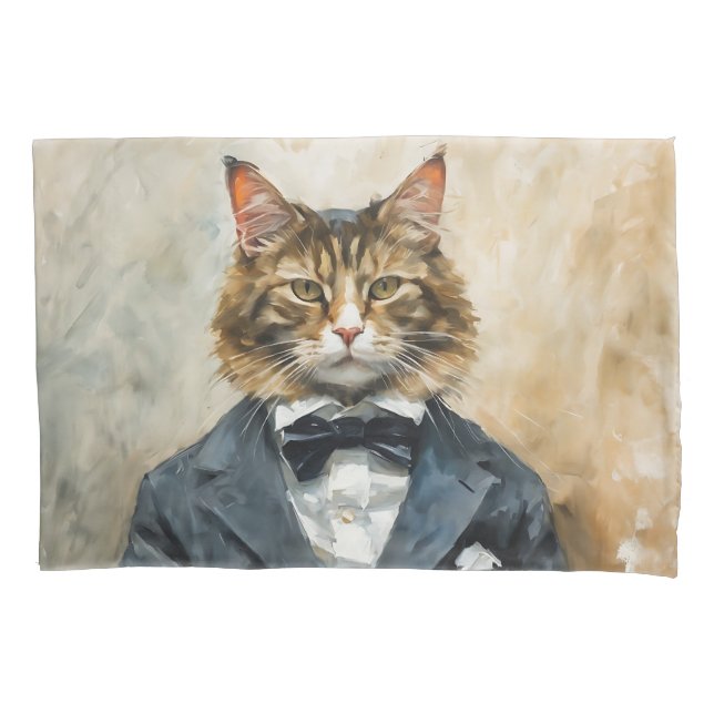 Katze im Anzug Kissenbezug (Vorderseite)