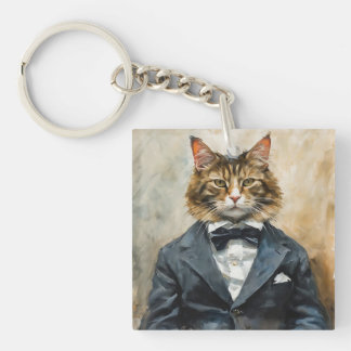 Katze im Anzug Schlüsselanhänger