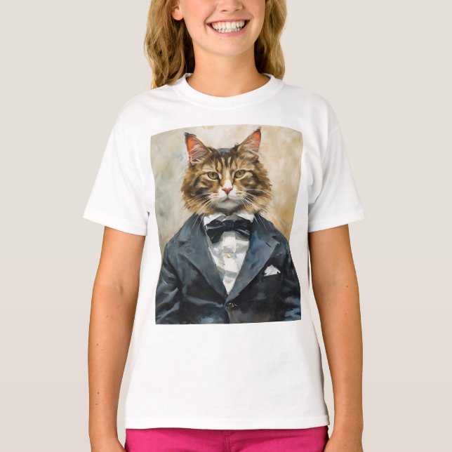 Katze im Anzug T-Shirt (Vorderseite)