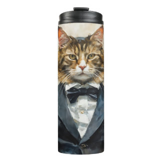 Katze im Anzug Thermosbecher