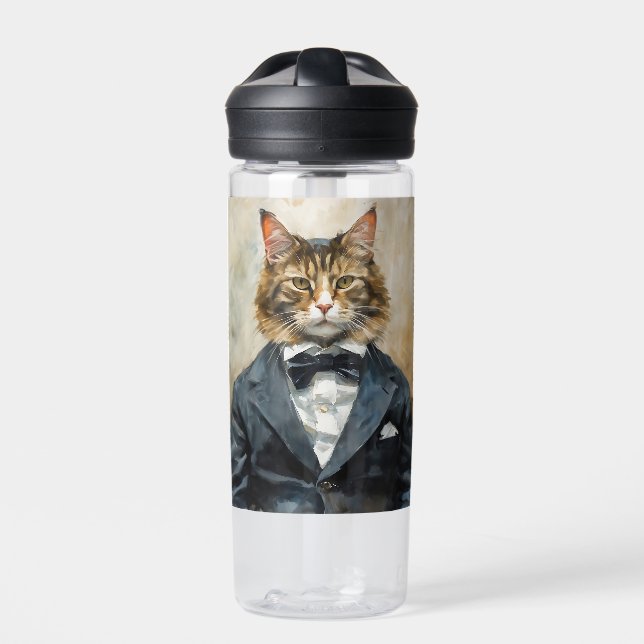 Katze im Anzug Trinkflasche (Vorderseite)